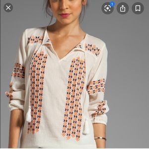 Joie linen embroidered blouse, excellent cond.